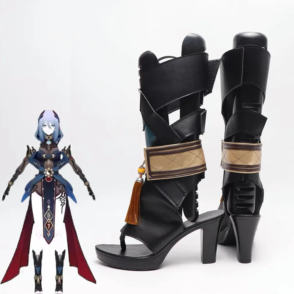 Honkai Star Rail Hanya Judge Cosplay Shoes Costume Accessory Boots Halloween Party For Women Black Boots High Heels