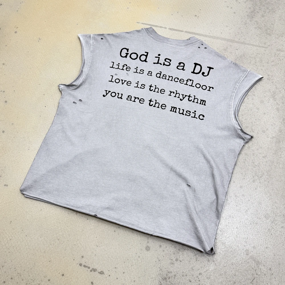 Yao Fashion Cotton Tops Loose Vintage Graphics Print Summer Casual Men Tank High Street T Shirt Vest