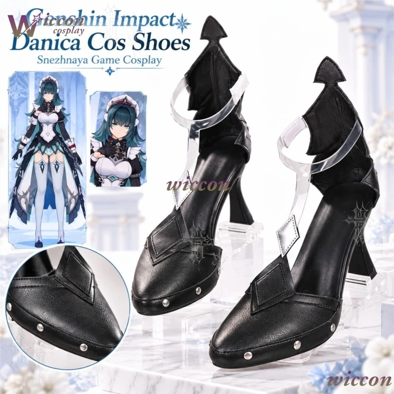 ​​Genshin Impact Danica Cos Shoes Snezhnaya Two Dimensional Game Cosplay High Heels Comic Con Role Play Footwear Halloween Stage