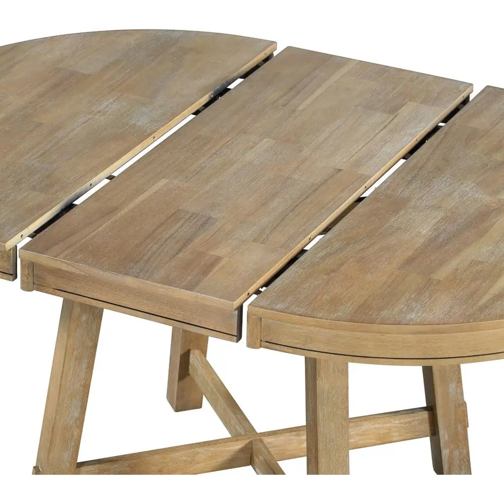 Farmhouse Extendable Dining Table for 4-6, 42"-58" Extendable Kitchen-Table with a 16" Leaf, Round Ellipse Retro Wood Dining Roo