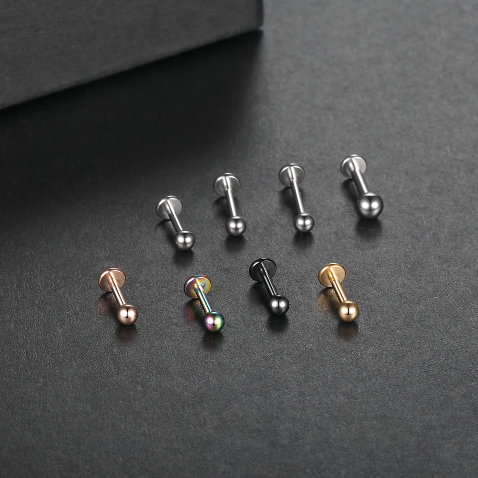 1PC G23 Titanium Labret Piercing Rings External & Internal Thread Ear Helix Tragus Earrings Piercing Body Jewelry