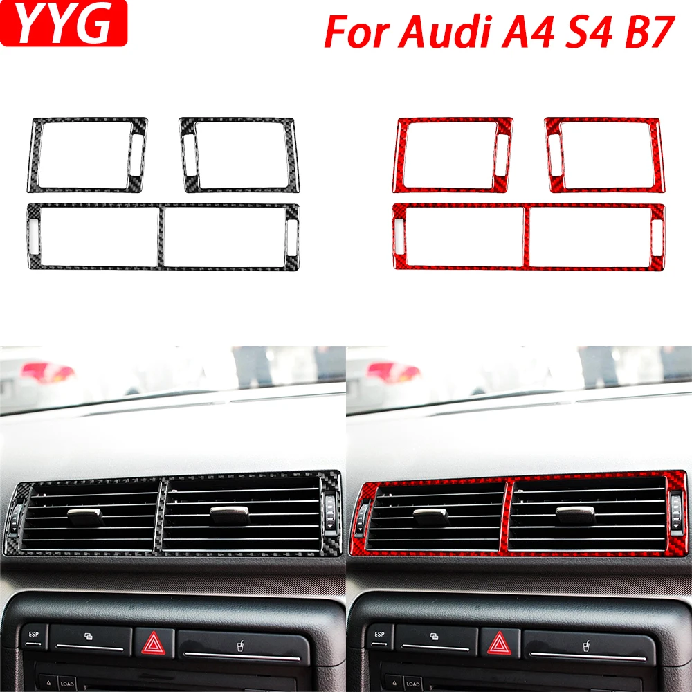

For Audi A4 S4 B7 2005-2008 Carbon Fiber Dashboard Air Conditioning AC Outlet Panel Set Trim Cover Interior Accessories Sticker