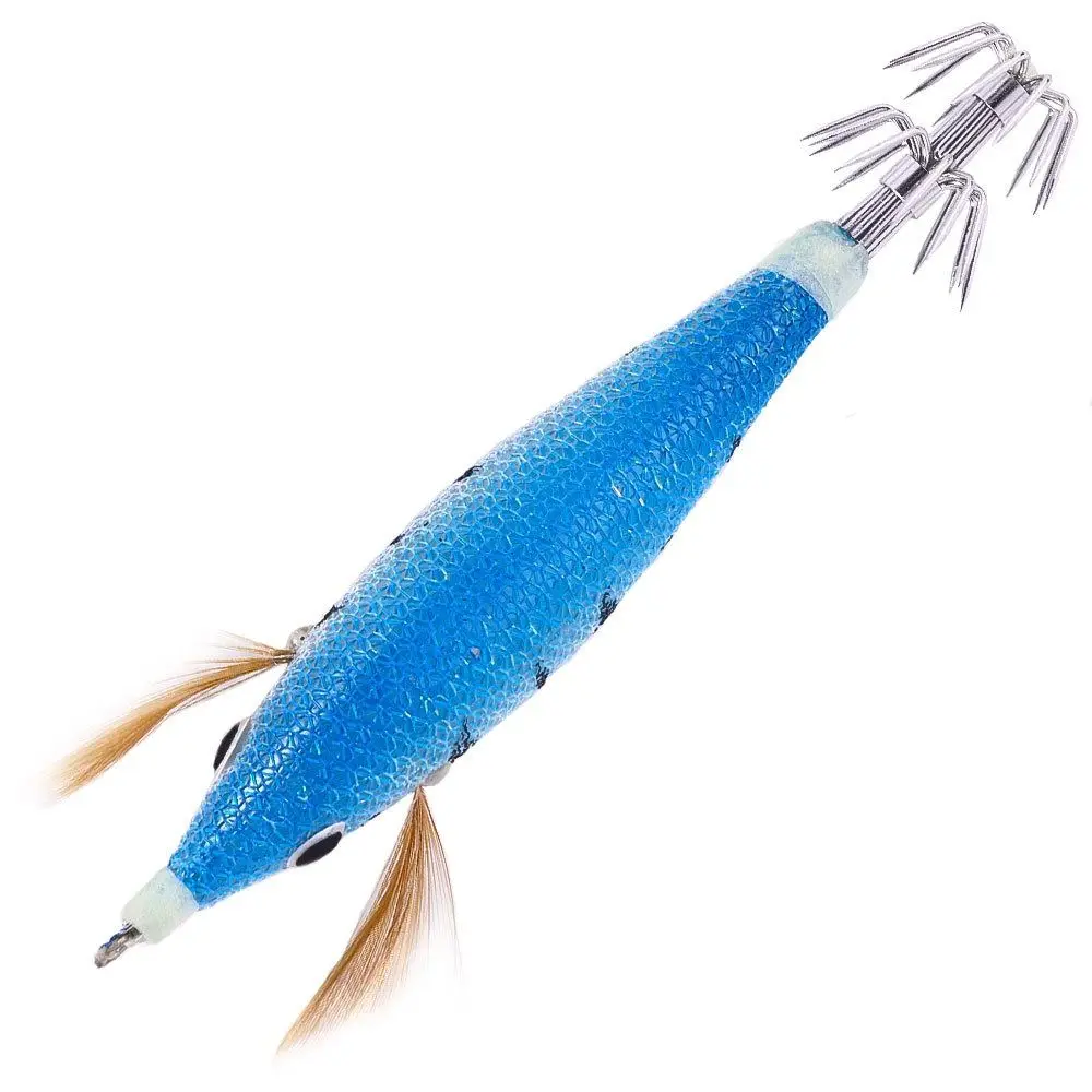 2024 Fishing Tackle Wood Shrimp Lures Jigs Hook 10CM-10.5G Squid Hook Lead Sinker Hook Octopus Lure Simulation