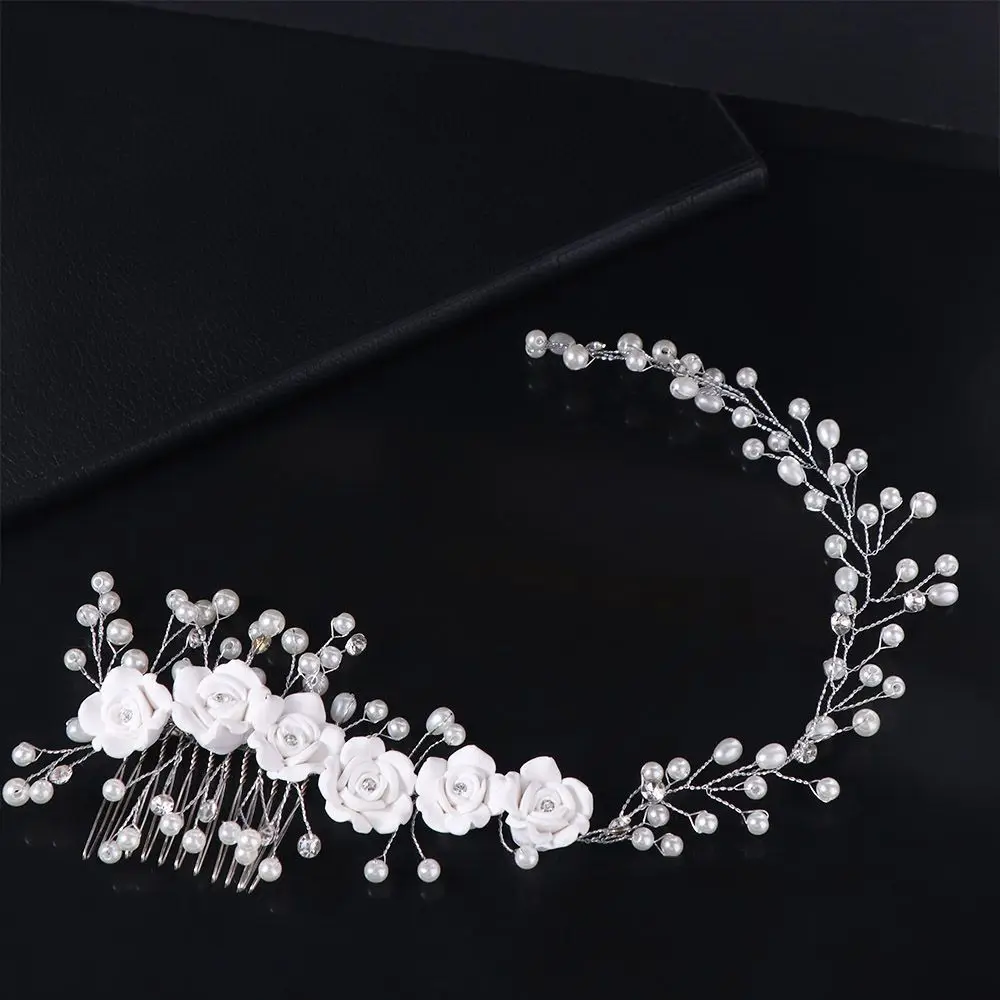 Модный свадебный головной убор с цветочным жемчугом, изысканный роскошный свадебный головной убор ручной работы, сказочный свадебный головной убор, аксессуары для волос