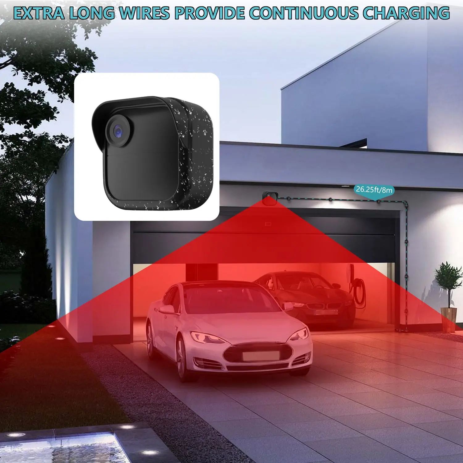 ABZW caméra câble de charge étendu surveillance housse de protection pour Blink extérieur 4 prise américaine Durable