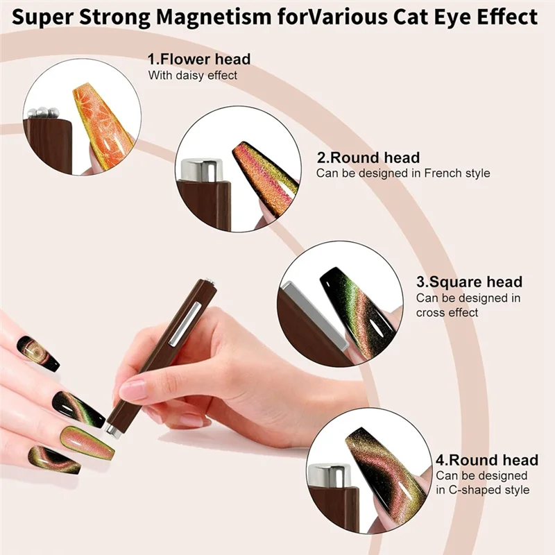 HIM-Cat's Eye Nail Magnet قلم مغناطيسي تصميم فني أدوات إكسسوارات للمنزل DIY، استوديو الصالون