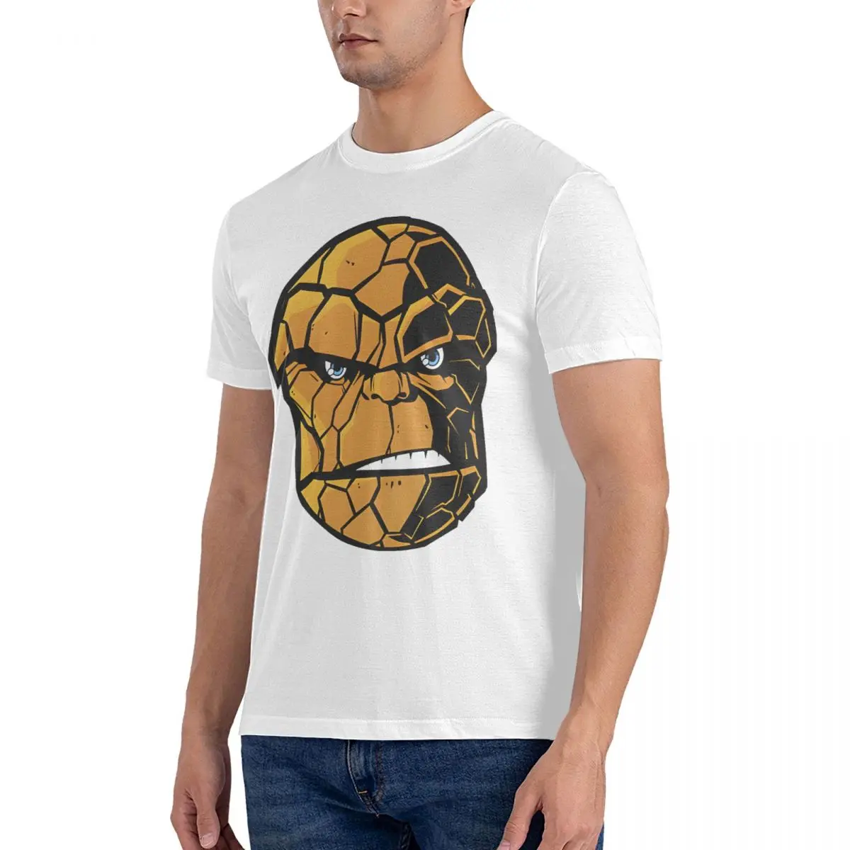 T-Shirt Fantastic Four The Thing Big Face Hoodie Funny Cotton Shirt Short Sleeve Marvel Fantastic Four Shirt Round Neck Clothing