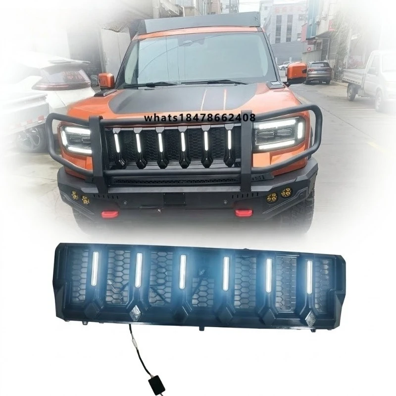 

Wholesale Auto Tuning Parts Car Grill ABS Plastic Front Bumper Upper Grille with LED Light Parilla Grid Fit for Jetour G700