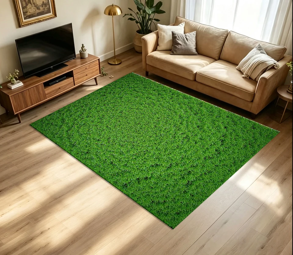 Vivid Green Artificial Grass Floor Rug Carpet