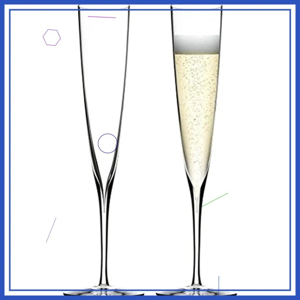 

Elegant Crystal Champagne Flutes Pair, Modern Trumpet Design for Sparkling Wine Toasts