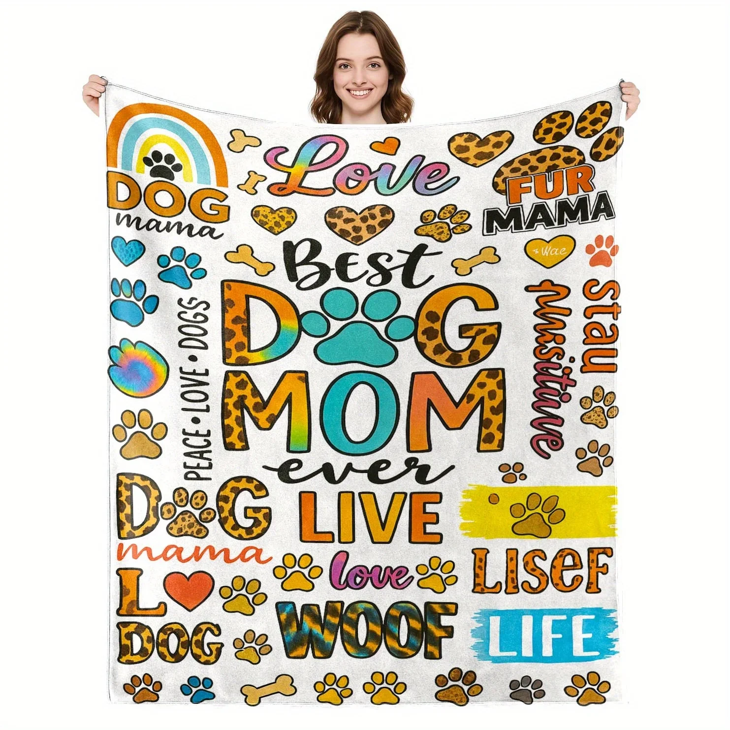 Cute Dog Mom Love Best Friend Pet Lover Gift Throw Blanket for Dog Owners Puppy Gifts Cozy Home Decor