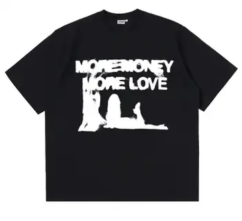 Trendy More Money More Love Print T Shirt for Men Women Oversized Casual Short Sleeve Cotton Blend Tee Streetwear Fashion Tops