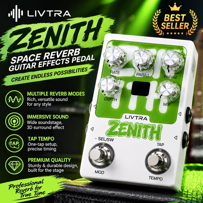 LIVTRA AETHER Guitar Effect Pedal Stereo Modulation Delay Reverb Tap Tempo