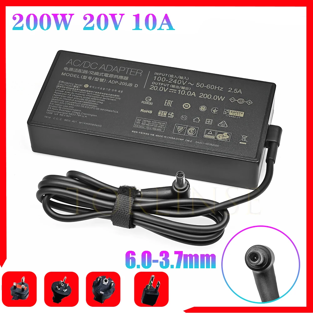 20V 10A ADP-200JB D Laptop Charger 6.0x3.7mm AC Adapter Power Supply For ASUS G15 GA503QM-HQ121R GA503Q TUF DASH F15 FX516PR