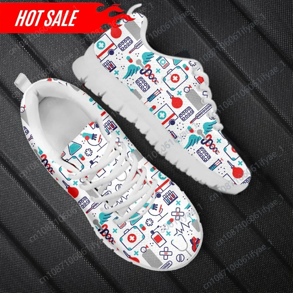 

Women's Casual Sneakers Medical Hospital EMT Pattern Ladies Non-Slip Flats Lightweight Outdoor Running Footwear 2023