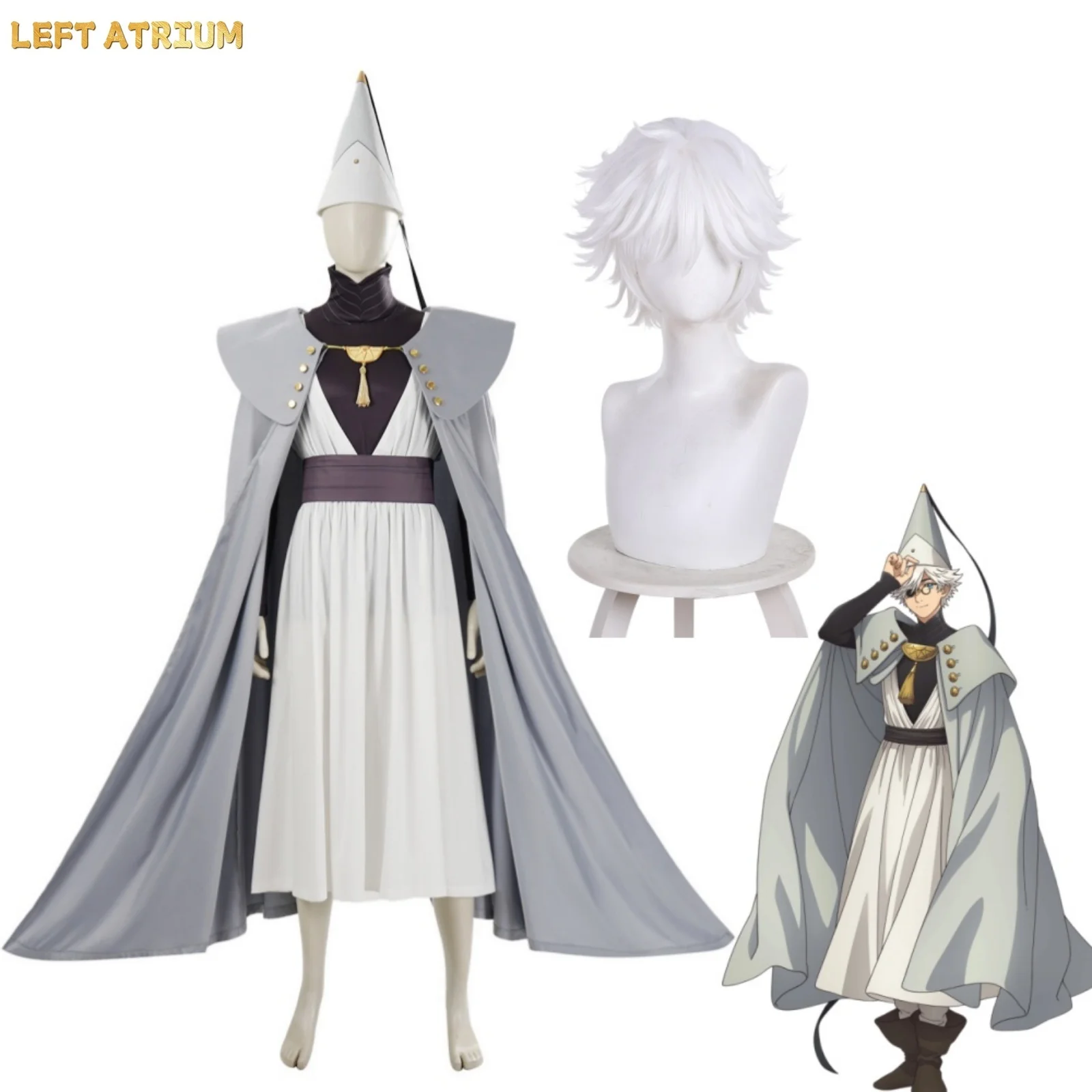 

Witch Hat Atelier Qifrey Cosplay Costume Qifrey Trench Top Pants Uniform Role Play Suits Qifrey Wig