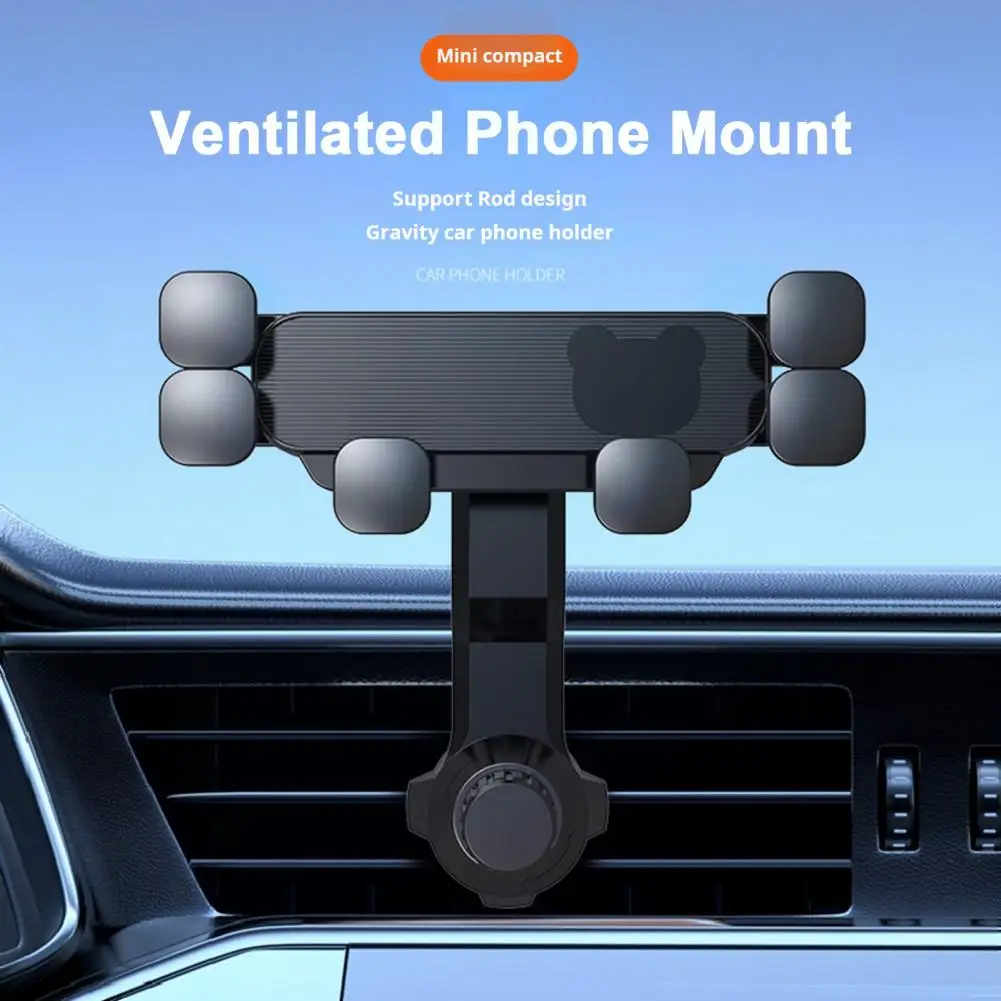 Cell Phone Holder with Rotatable Swing Arm Anti-Shake One-Hand Operation Adjustable Angle Phone Mount Car Vent Phone Mount