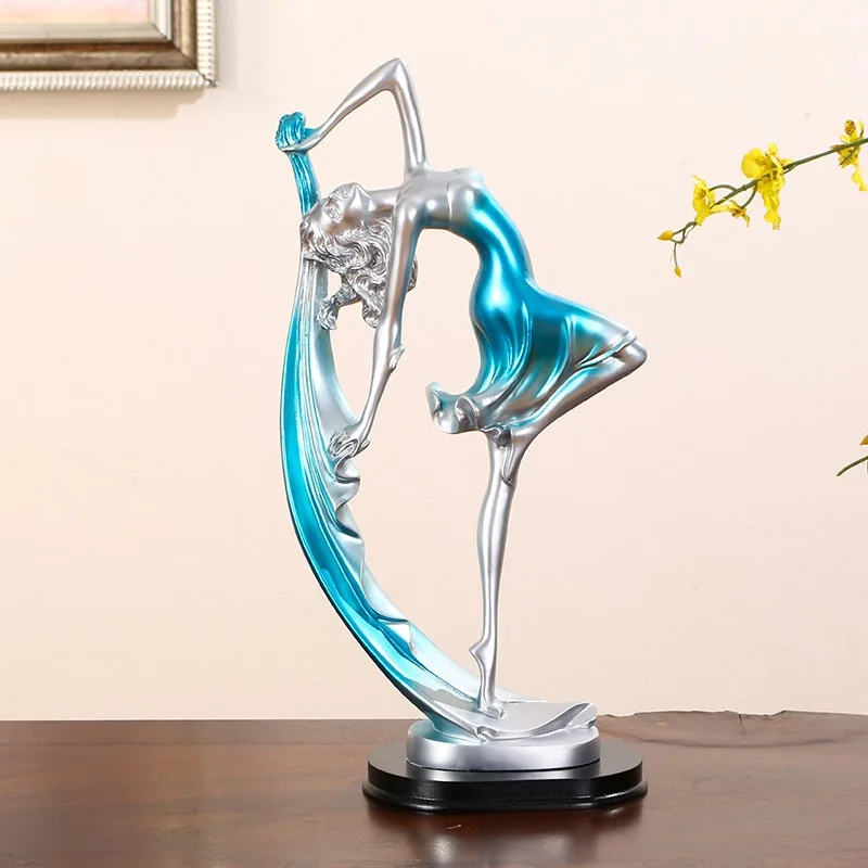Elegant Dancing Girl Resin Statue Abstract Dancer Figurine Home Desktop Decor Ornament Holiday Gift