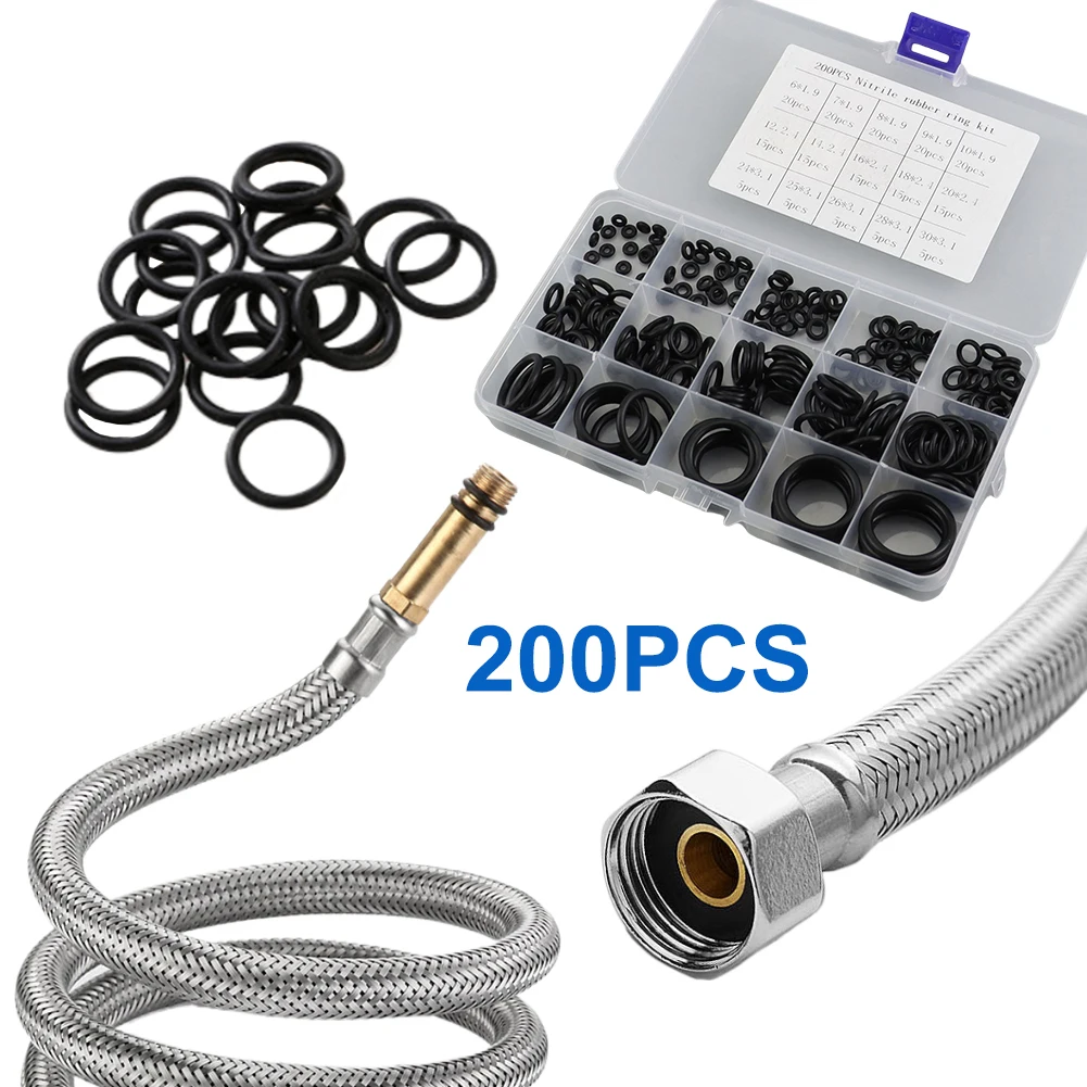Juego combinado de arandelas a prueba de aceite, Kit de reparación de juntas tóricas impermeables de alta presión, banda elástica de sellado, juego de anillos de goma, 200 Uds.