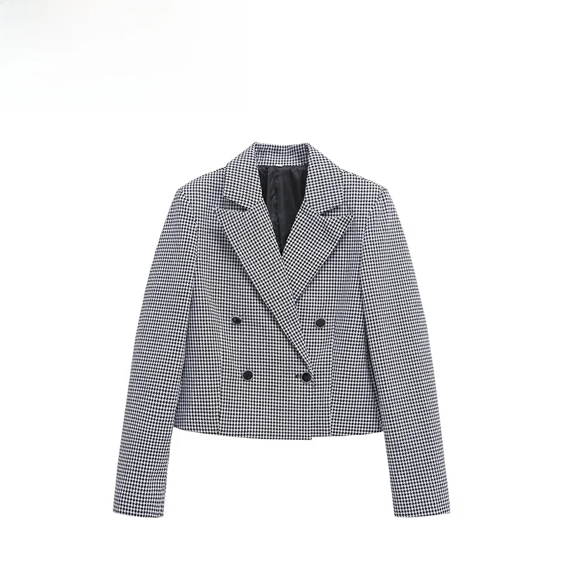 ZAB Autunno Nuovo Faionable Plaid ort Abito casual Jaet Design da donna Senso Sli Cappotto Ele Versatile Lungo Sve