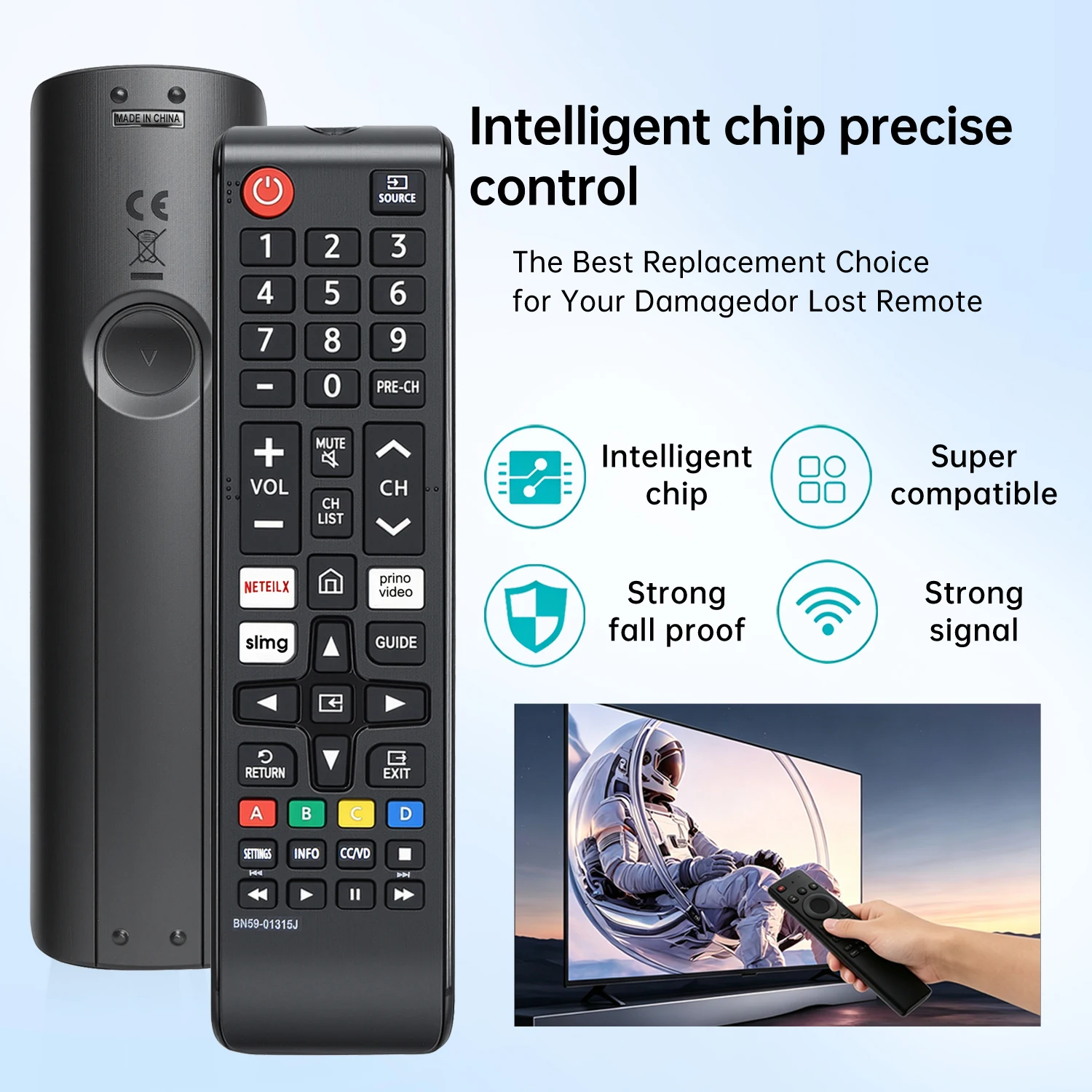 Control Remoto Compatible con Televisores Samsung Smart TV, BN59-01315J/01315A/01301A/01199F/01303A, para Televisores LCD LED HD 3D