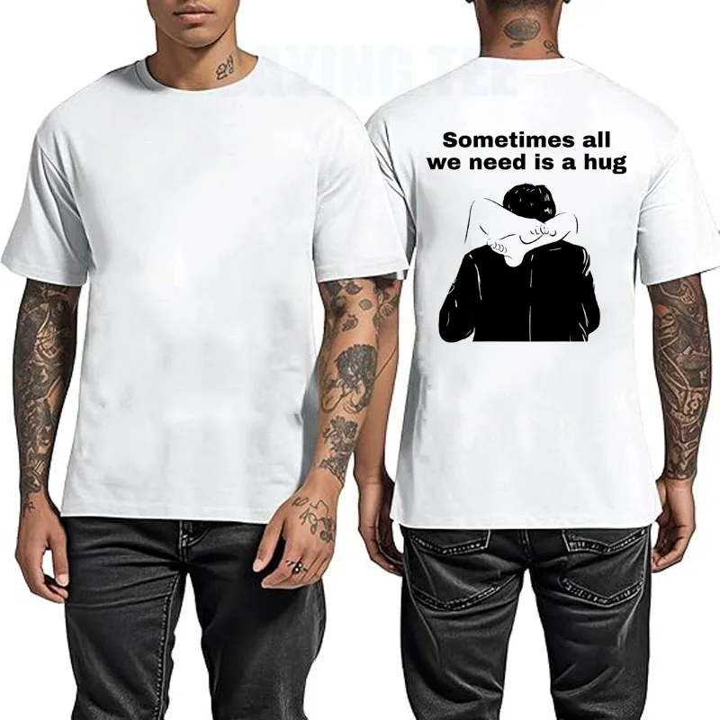 Manchmal brauchen wir nur eine Umarmung. Lustiges, trendiges Meme-T-Shirt, Y2k, humorvolle Comic-Grafik-Bekleidung, personalisiertes, sarkastisches Spruch-T-Shirt – Detail 14