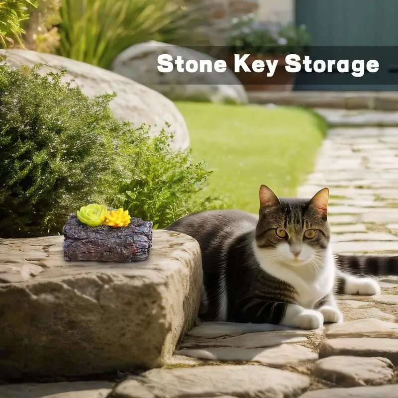 صخرة حجر مفتاح مخفية ، تخزين مواد راتينج ، حجارة خزائن لمالك منزل جديد أو شخص يحبه