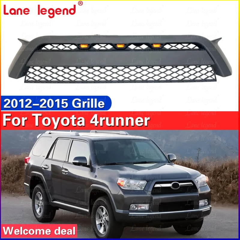 Car modified Grille Mask Radiator Grill with light for Toyota 4Runner 2012-2015 Front Bumper Hood Cover Medium net