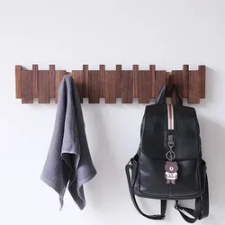 Perchero de nogal para colgar en la pared, Perchero de madera maciza perforada, gancho creativo para llaves de Piano, puerta de entrada y porche