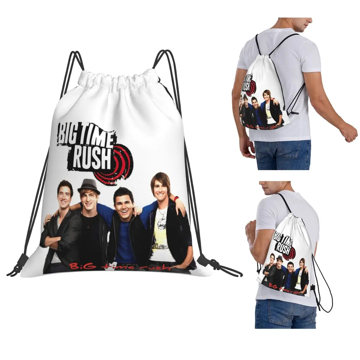 Big Time Rush Music Band Tour Logo Backpacks Casual Drawstring Bags Sports Bag Book Bags for Travel School