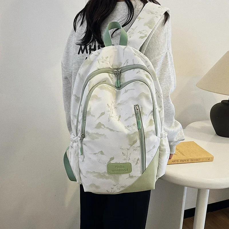 Sacs d'école de style chinois à fermeture éclair en nylon pour filles et garçons, sac à dos haute capacité, sacs de simplicité, nouvelle mode, offre spéciale, 2024