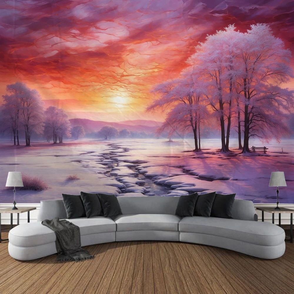 Winter Color Tapestry Wall Art, Large Tapestry Mural Decoration, Home Bedroom, Living Room Decoration