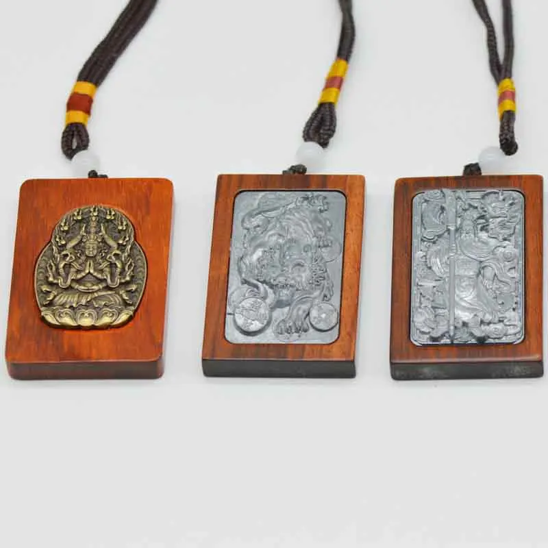 Premium Rhino Padauk Brass Tag Pendant Thousand‑Hand Guanyin Alloy Silver Tag Guan Gong Pi Xiu Charm Peace Blank Plate Gift