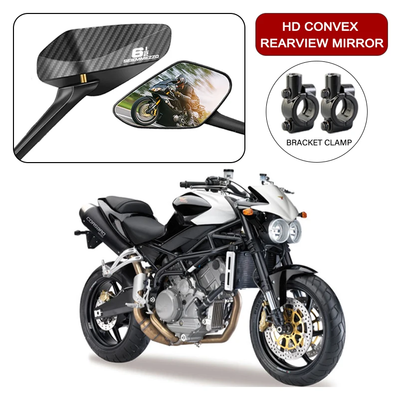 

Carbon Fiber Rearview Mirror For Seiemmezzo STR Super Corsaro ZZ ZT SEIEMMEZZO Upgrade Adjustable Motorcycle Convex Mirrors 10mm