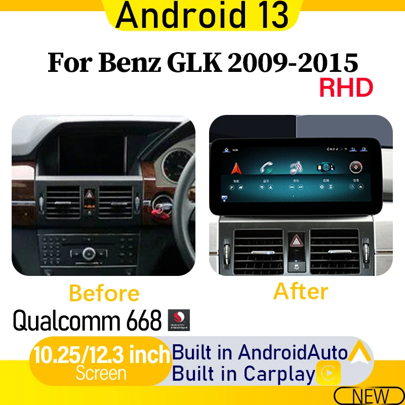 

GPS Navigator Android 13 Car Radio Multimedia Player For Mercedes Benz GLK X204 GLK350 GLK300 RHD Carplay 12G+256G Central Unit