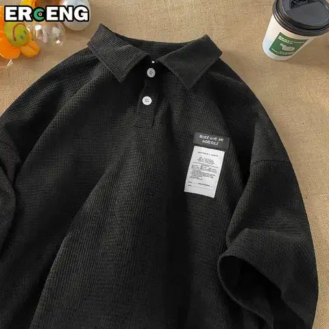 폴로 셔츠 반팔 남성 여름 아메리칸 스타일 루즈 커플 티셔츠 일본 유행 브랜드 하프 슬리브