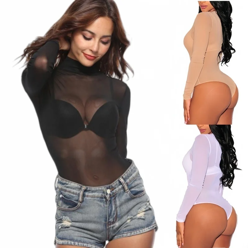 NEWFUNJOIN Woman Black Body Bodysuits Women High Neck Sexy Lingerie for Women One-pieces Bodycon Summer Tops Suits Plus Size