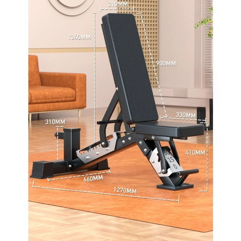 Gym Strength Training Dumbbell Bench with Multi-position Adjustable Backrest and Seat Cushion Suitable for Multi-angle Workouts