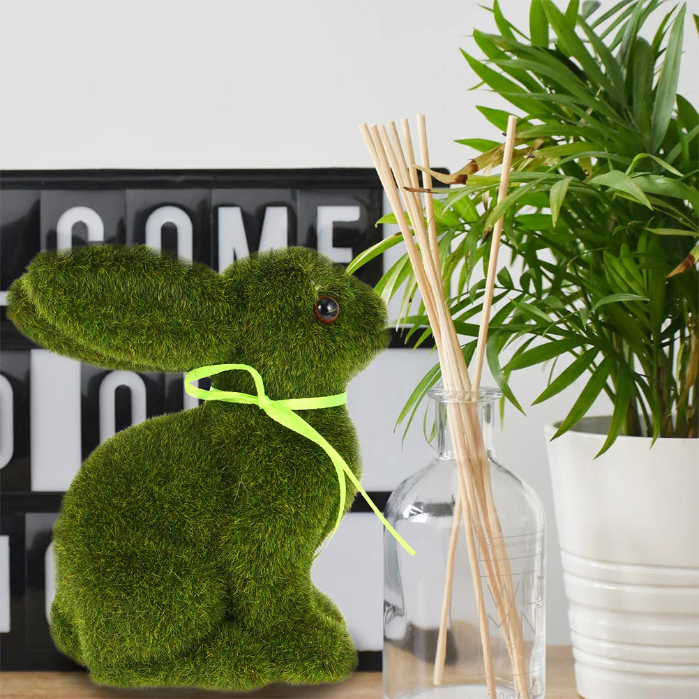 

3pcs Flocked Bunny Rabbit Statue Easter Garden Figurines Decorative Home Office Lawn Ornament Reusable Bunny Craft Moss Easy