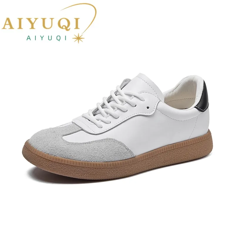 AIYUQI Women\'s Sneakers Genuine Leather 2024 Spring New Women Moral Training Shoes Flat Casual Running Shoes Ladies