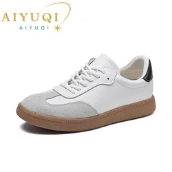 AIYUQI Women's Sneakers Genuine Leather 2024 Spring New Women Moral Training Shoes Flat Casual Running Shoes Ladies