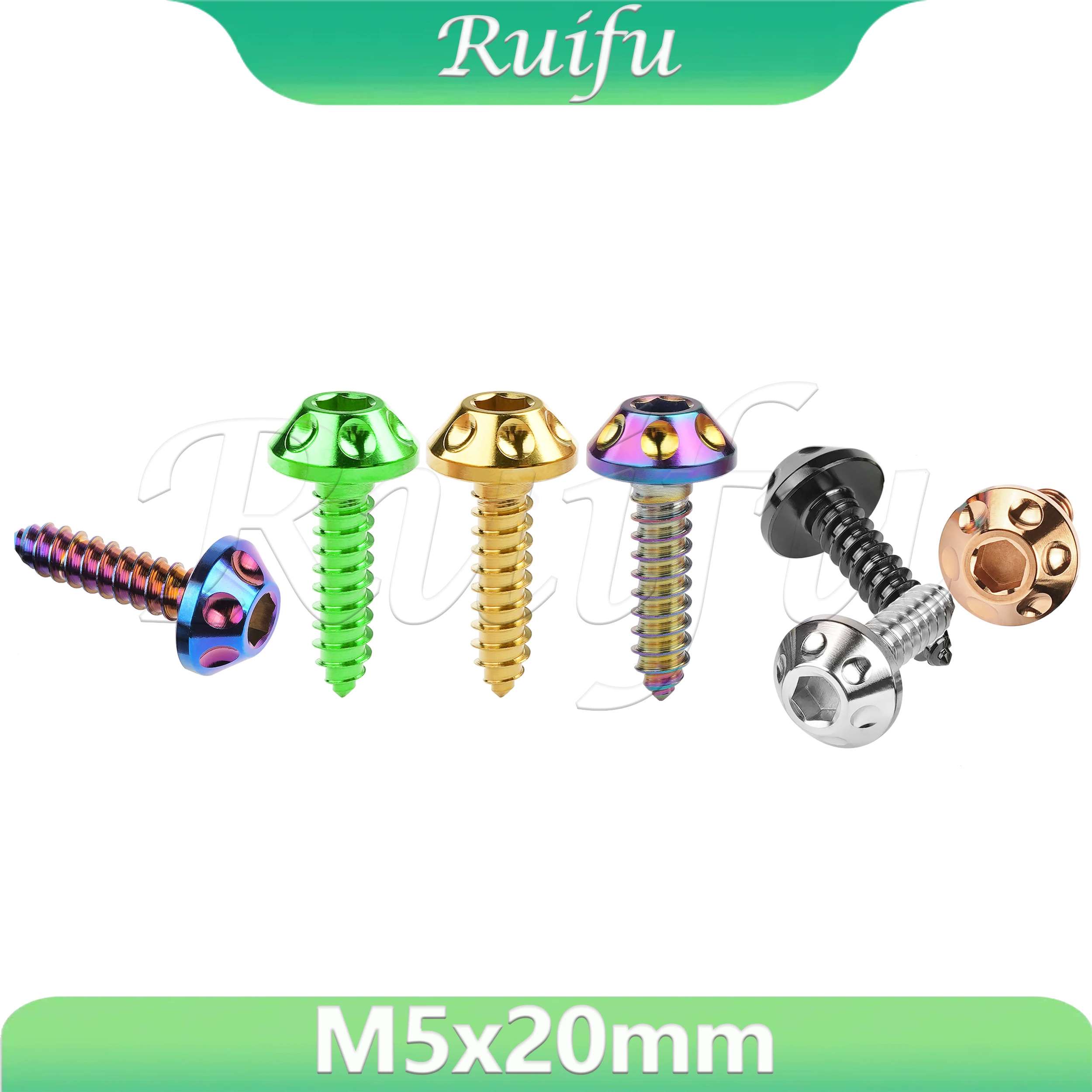 

Ruifu Titanium Bolt M5x20mm Mushroom Self-Tapping Hex Head Screws for Bike Motorcycle Car Ti Fasteners