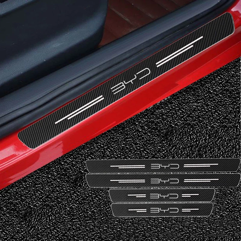 

Leather Carbon Fiber Sticker Car Door Sill Scuff Plate Decor For For BYD Tang F3 E6 Atto 3 Yuan Plus Song Max F0 Qin I3 Ea1 Dmi