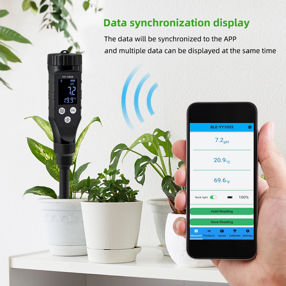 YAGO Smart Soil PH Meter Professional Soil Tester YY-1033 Bluetooth APP Control Data Logger pH Temperature Acidity Analyzer