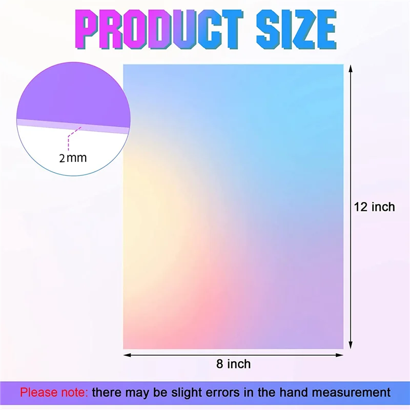 SHGO-Acrylic Colored Translucent Acrylic Iridescent Radiant Sheet Laser-Cutting Acrylic Board,8 X 12 Inch(9 Pack,2.6Mm Thick)