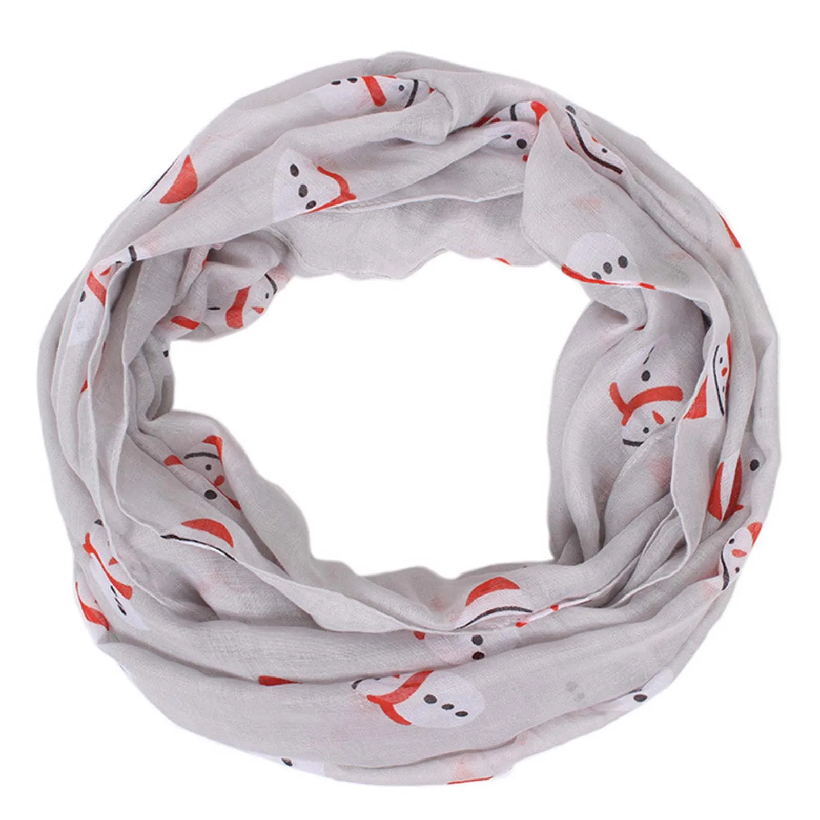 Merry Christmas Women Scarf Ring Ladies Winter Warm Snowman Print Scarf Wrap Shawl Ladies Outdoor Windproof Accessories 2024