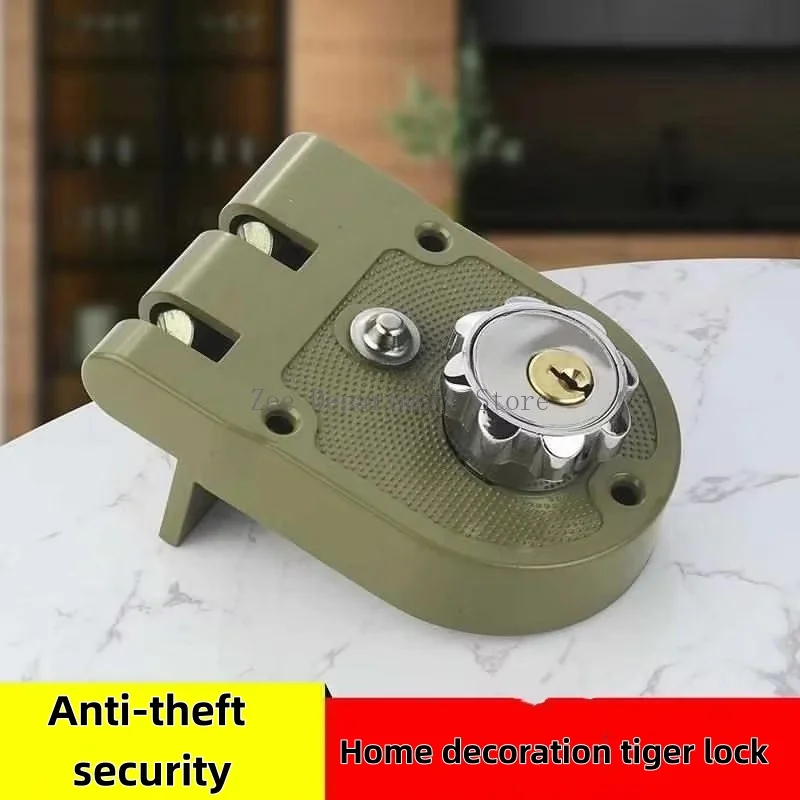 Household Sliding Door With Tiger teeth Old-Fashioned Exterior Lock Iron Gate Wooden Anti-Theft Lock