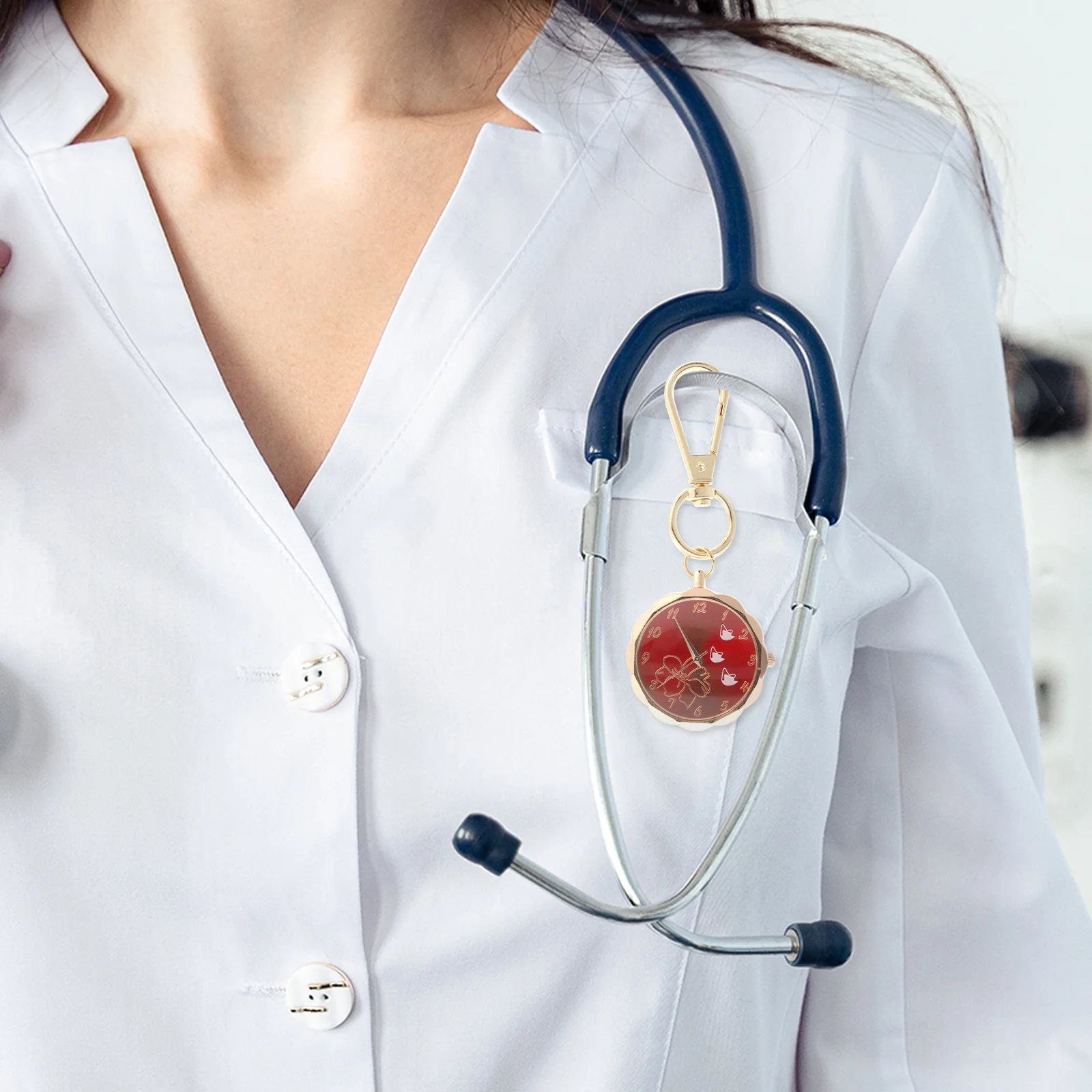 

Digital Keychain Watch Hanging Pocket Watch For Men Women Nurse Clip- Decorative Key Ring Backpack Pendant