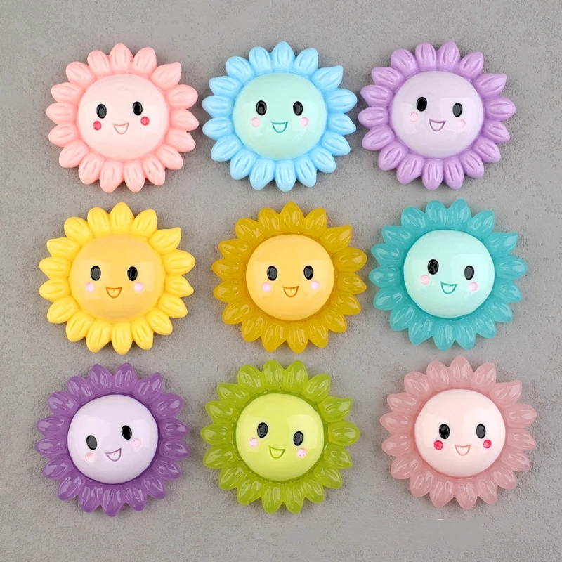 5Pcs Large Sunflower Luminous Resin Flatback Cabochon Figurine Scrapbook Embellishments Jewelry Accessories for Christmas Decor