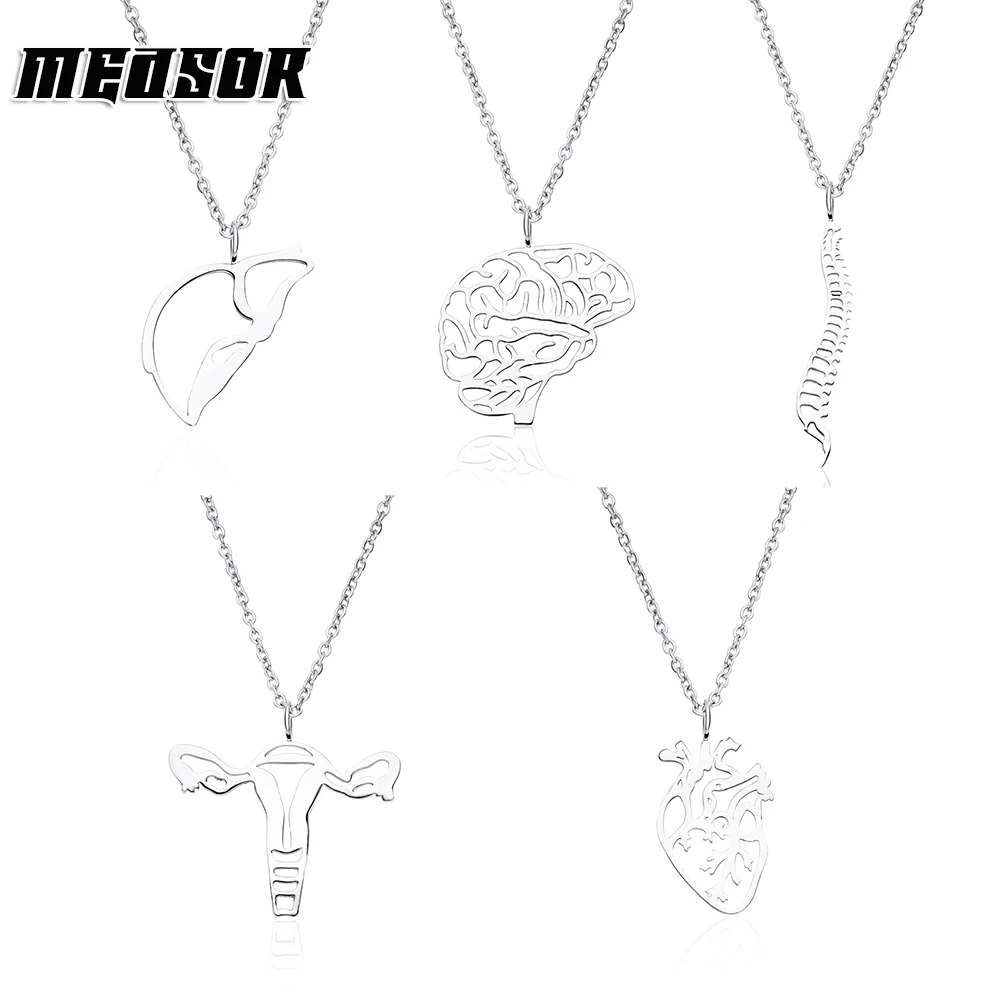 Human Organ Pendant Necklace Heart Brain Uterus  Anatomical Metal Pendant Medical Human Organ Jewelry  Gift For Doctors Or Nurse